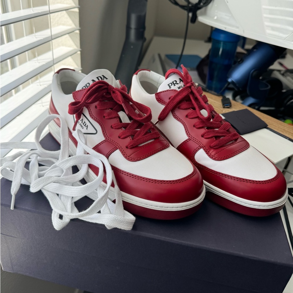 Prada Men’s Sneakers Calzature Bianco Scarlatto Size 8